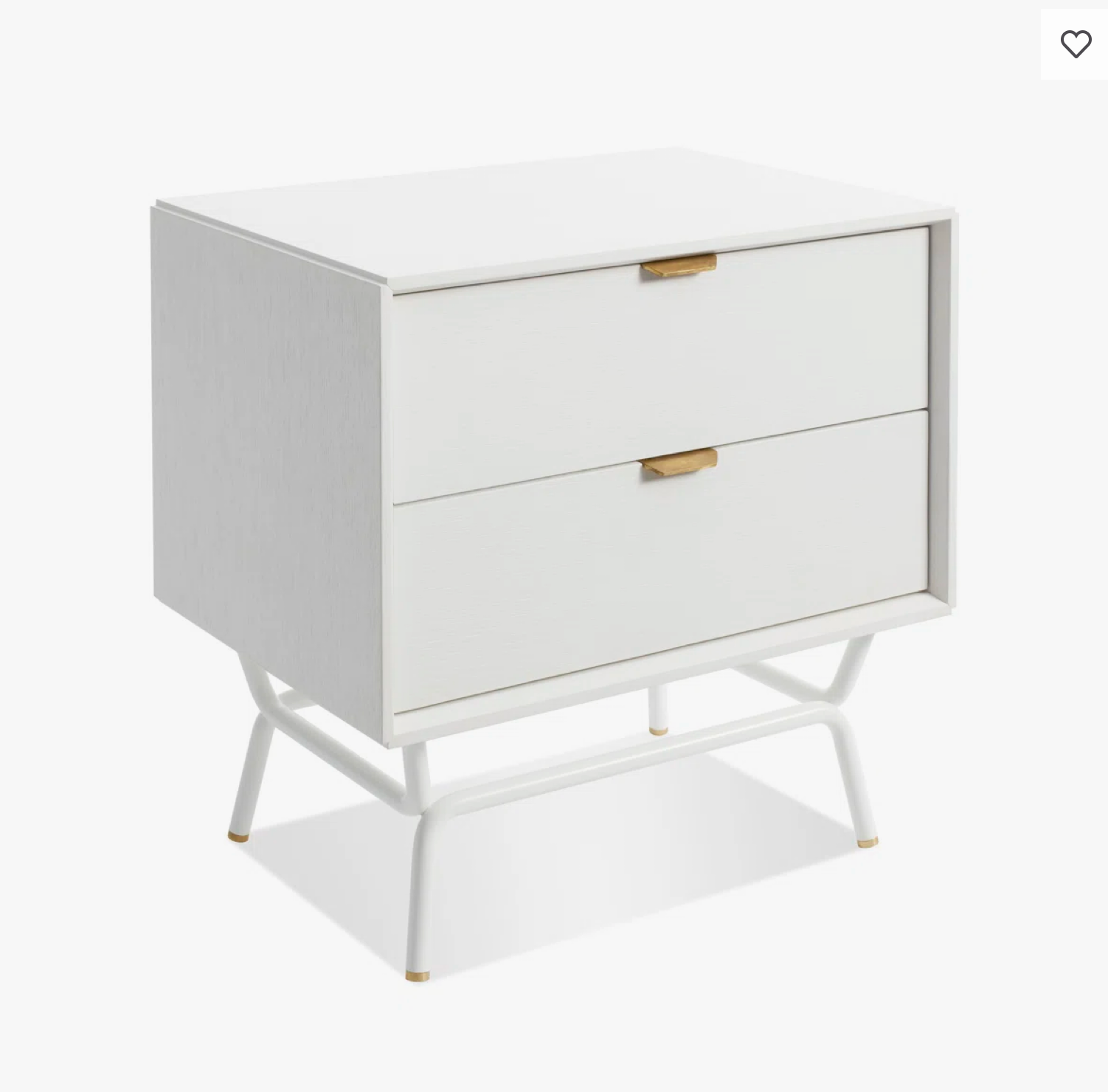 Pair of Blu Dot Dang 2-Drawer Nighstands in White and Brass