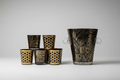 Jonathan Adler Malachite Ice Bucket & Set of 8 Rocks Glasses
