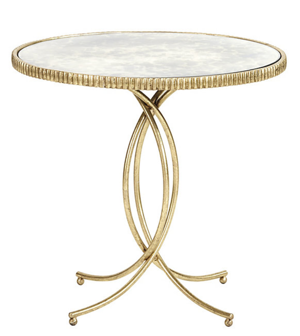 Ballard Designs Loren Side Table in Gold with Vintage Mirror Tops