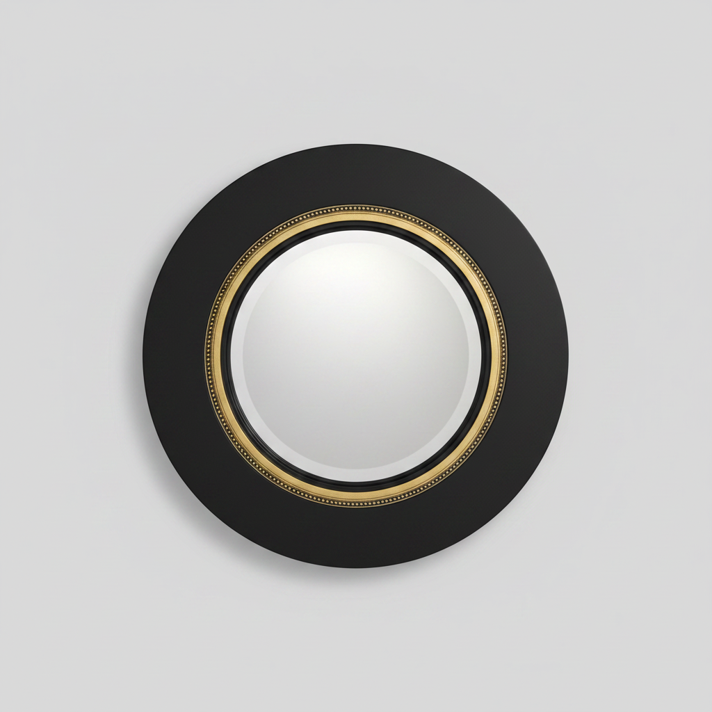 Round Black and Gold Wall Mirror
