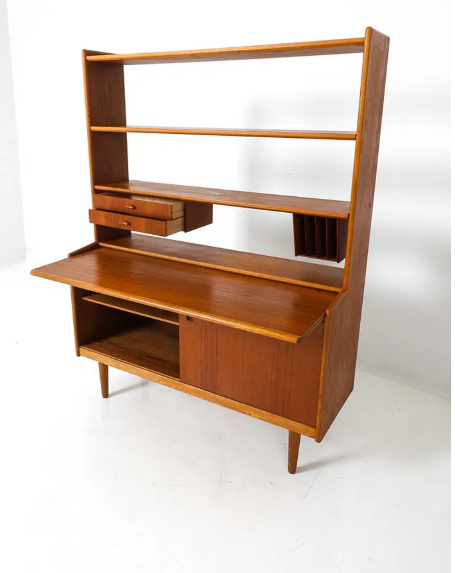 ATTR. BENGT RUDA SWEDISH TEAK DESK BOOKCASE 1960S