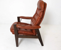STYLE OF EKORNES LEATHER LOUNGE CHAIR C. 1970S