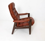 STYLE OF EKORNES LEATHER LOUNGE CHAIR C. 1970S
