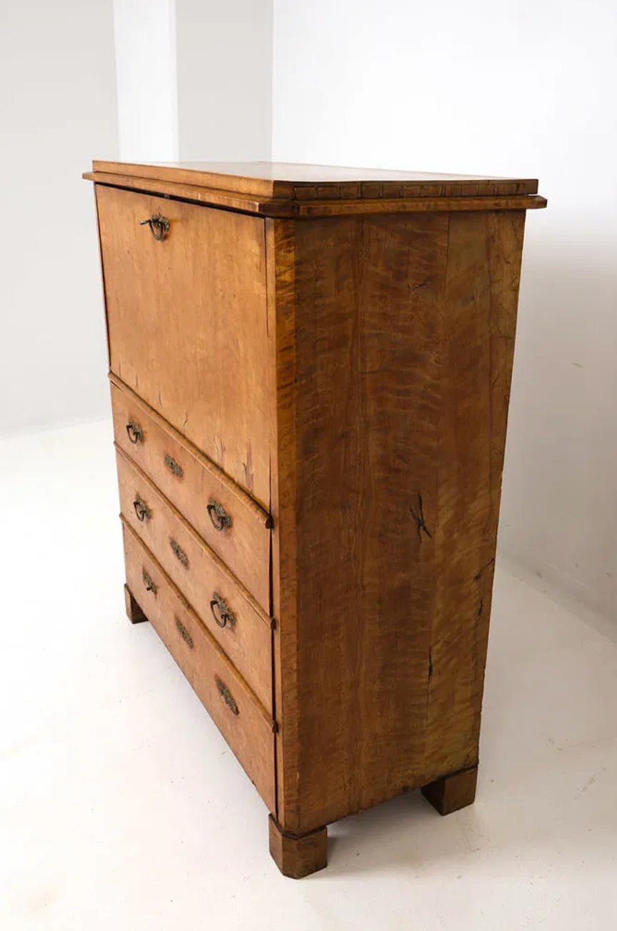 ANTIQUE 19TH C. SWEDISH BURLWOOD SECRETARY DESK