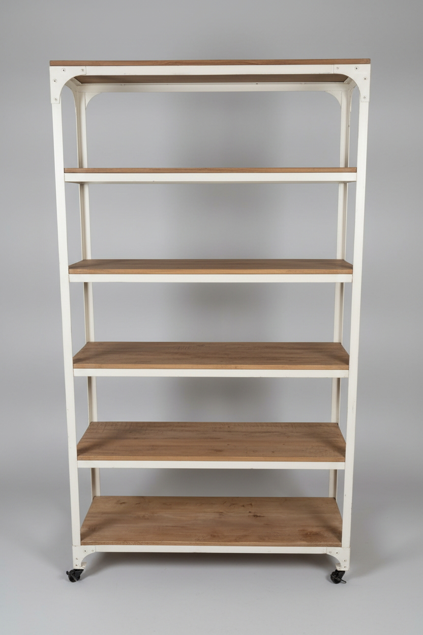 West Elm Whitewashed Metal & Wood Shelves