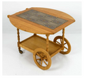 Vintage DANISH OAK & TILE BAR CART C. 1960S