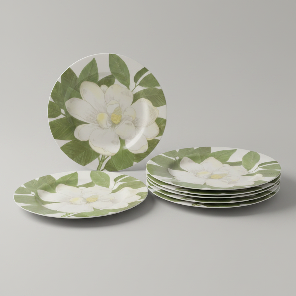 Set of 6 Fitz & Floyd Magnolia Plates