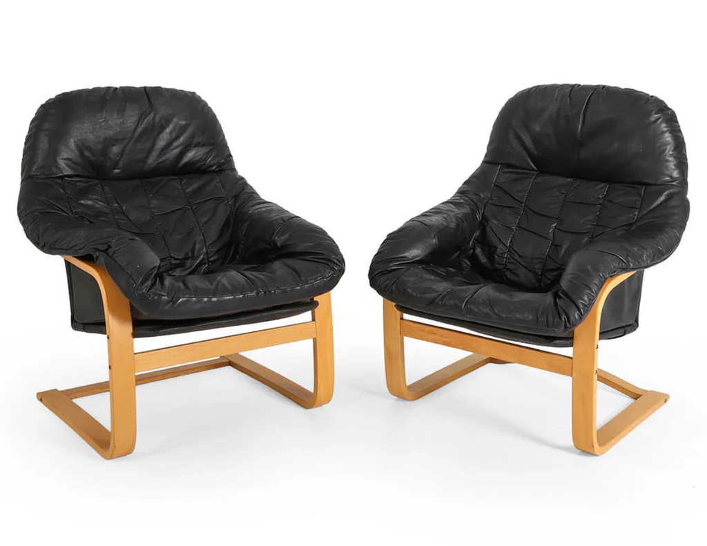 SKIPPER LEATHER LOUNGE CHAIRS 1970S