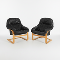 Svend Skipper Leather & Beechwood Lounge Chairs c. 1970