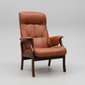 Vintage Beechwood & Cognac Leather Recliner