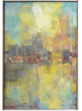 Vintage American Abstract Framed Cityscape