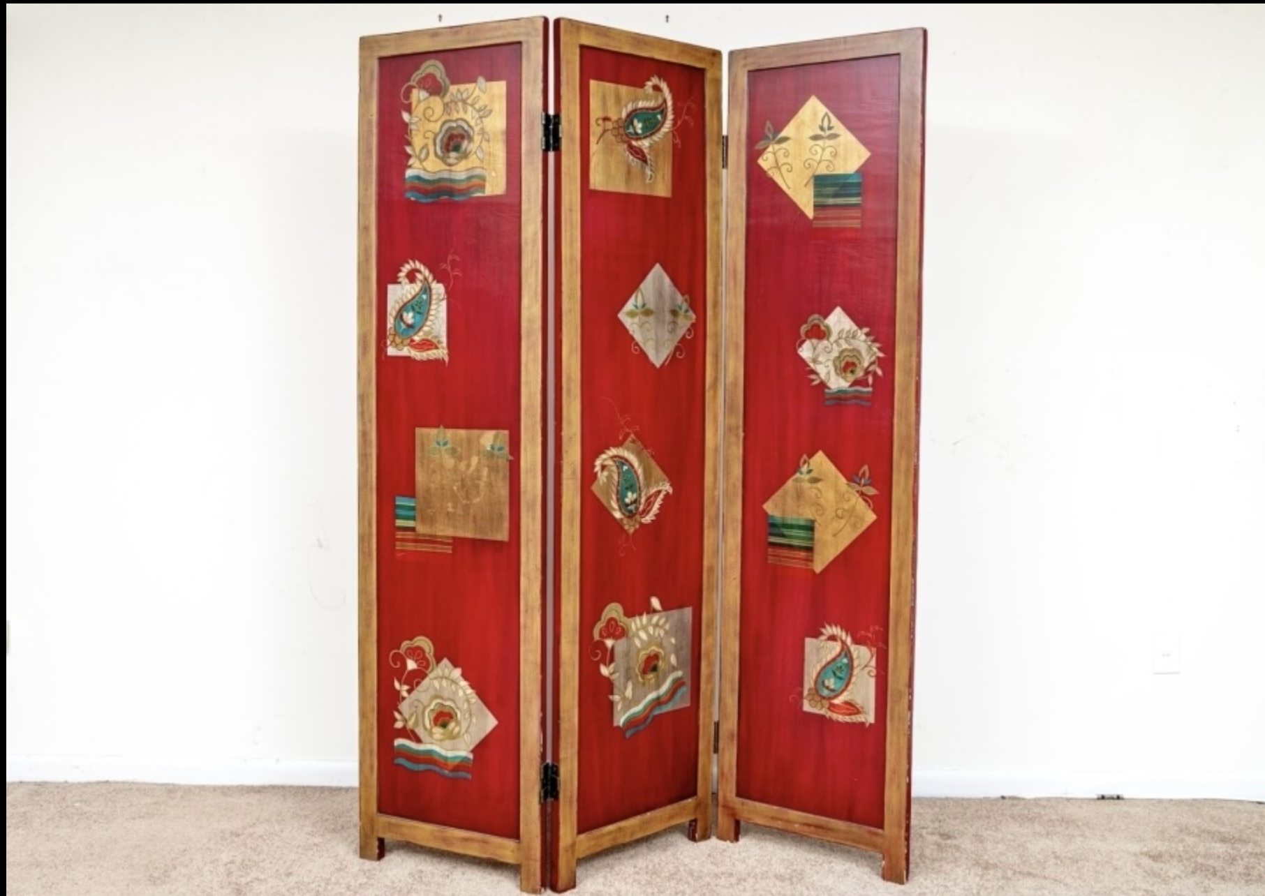 MID-CENTURY VIENNA SECESSION STYLE FOLDING SCREEN ROOM DIVIDER