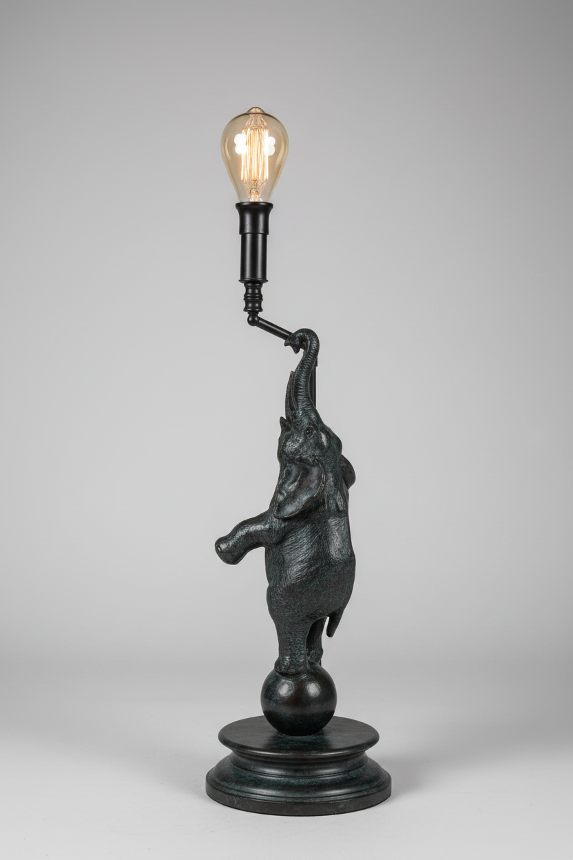 Maitland Smith Bronze Elephant Lamp