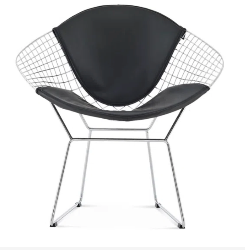 Alphaville Bertoia Style Diamond Chair with Black Seat