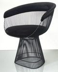 France & Sons Black Wool Boucle Platner Style Chair