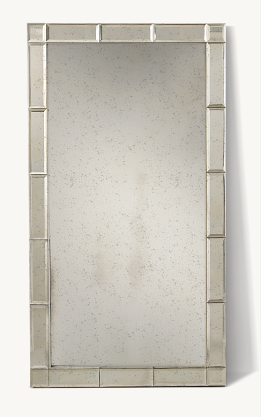 RH Large Mirror with Beveled Frame and Decorative French Metal Star Detail