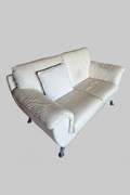 Nicoletti Ivory Leather Loveseat 63 x 31 x 34