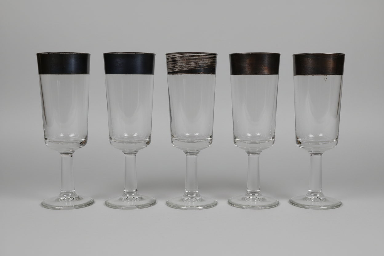 Dorothy Thorpe Allegro Sterling Silver Band Cordial Glasses