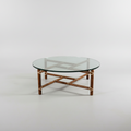 McGuire Round Glass Coffee Table 44" x 16