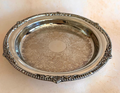 Silver Round Tray with feet and ornate details