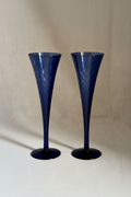 Blue Trumpet Champagne Flutes Set of 7