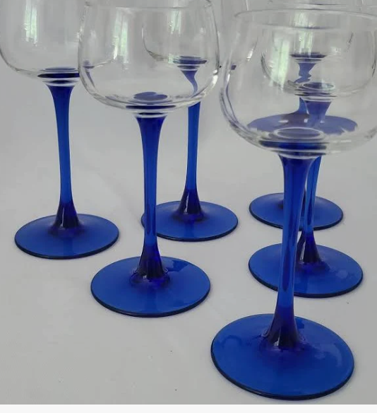 Luminary France Blue Stem or Green Stem Wine Glasses