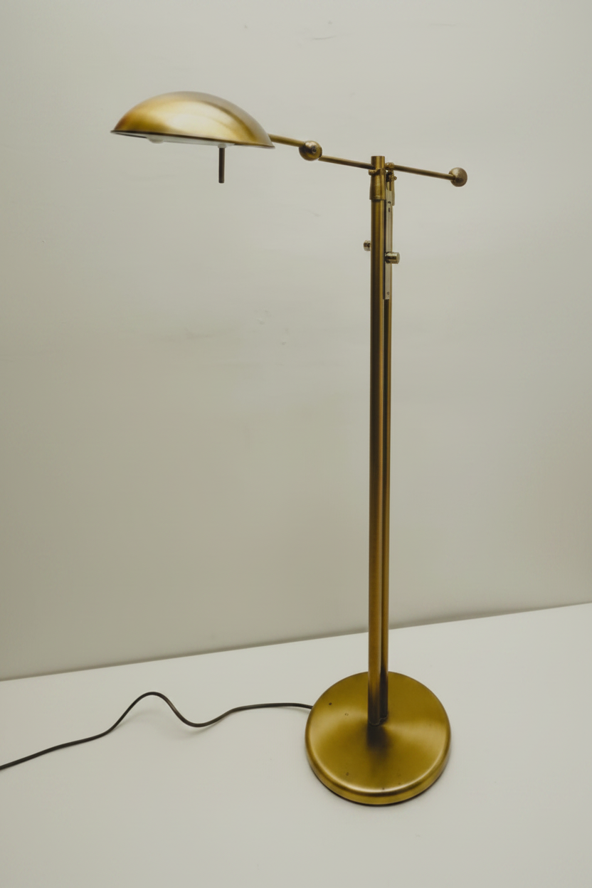 Vintage Brass Holtkotter Swing Arm Floor Lamp, 1970s