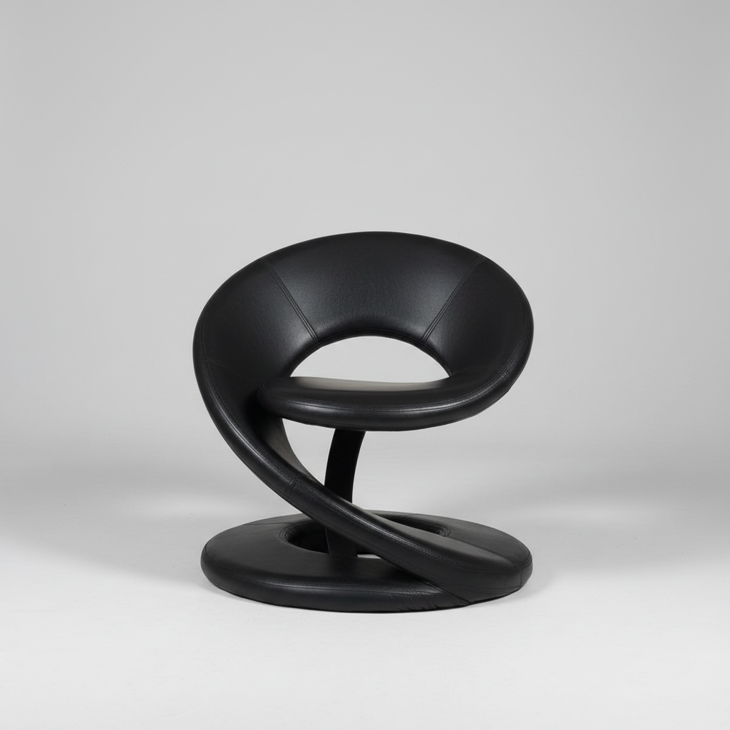 Jaymar Black Leather Spiral Chair
