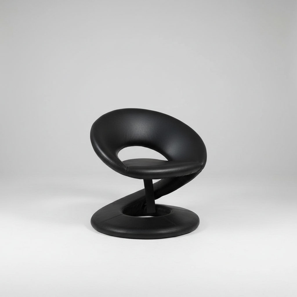 Jaymar Black Leather Spiral Chair