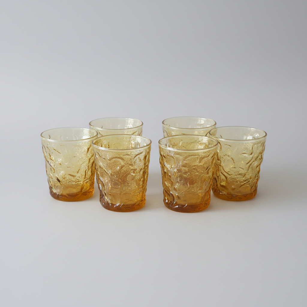 Set of 6 Anchor Hocking Lido Milano Amber Glasses