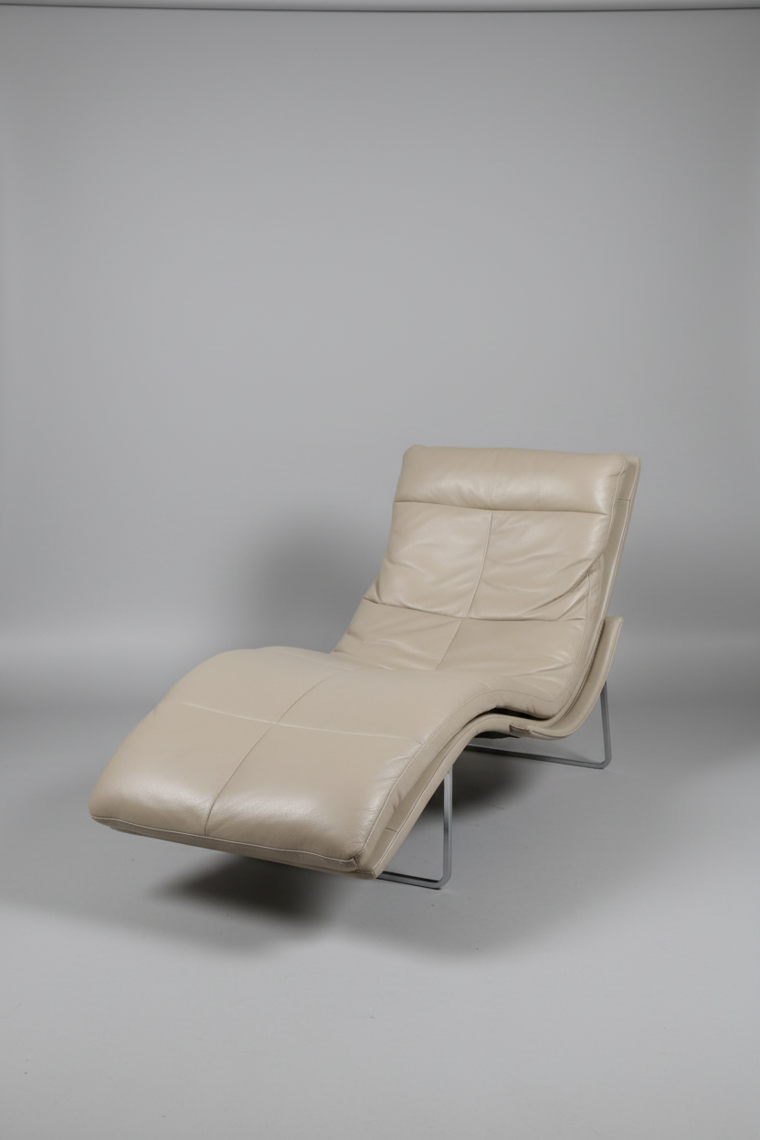 80's Roche Bobois Tan Leather Chaise