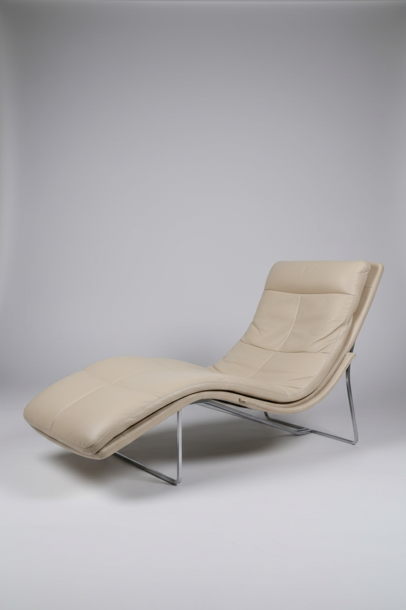 80's Roche Bobois Tan Leather Chaise