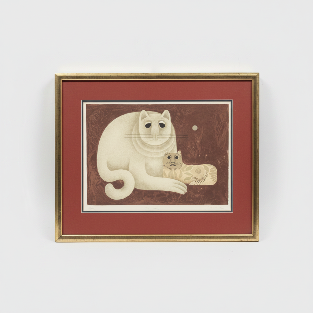 Carol Jablonsky Two Cats Lithograph signed 34 x 28
