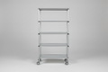 DWR Industrial Frosted Glass and Aluminum Book Shelf on Casters