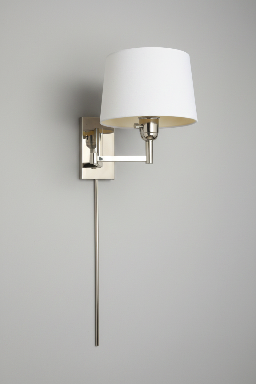Polished Nickle Wall Sconce with Wall Plug