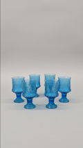 Set of 6 Vintage Anchor Hocking Blue Stemmed Glasses