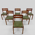 Set of 2 Spahn Stadtlohn Green Leather and Walnut Dining Chairs