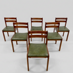 Set of 2 Spahn Stadtlohn Green Leather and Walnut Dining Chairs