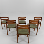 Set of 2 Spahn Stadtlohn Green Leather and Walnut Dining Chairs