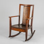 Antique Dutch Rocking Chair with Marquetry Inlay