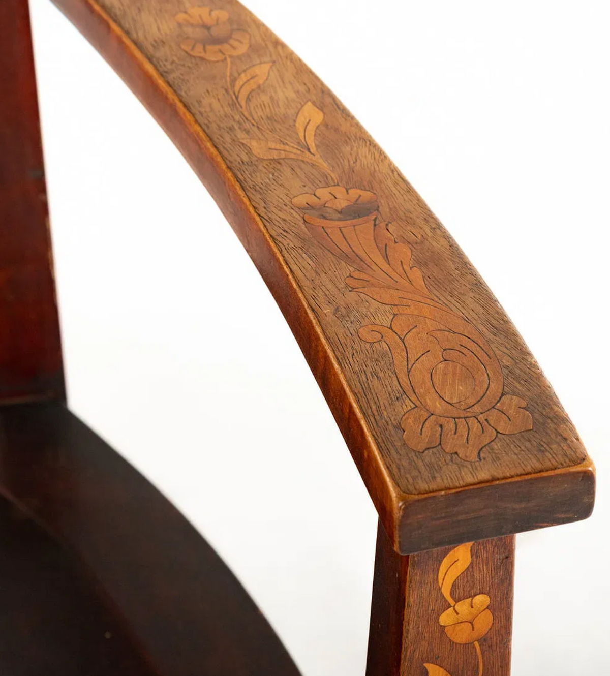 Antique Dutch Rocking Chair with Marquetry Inlay