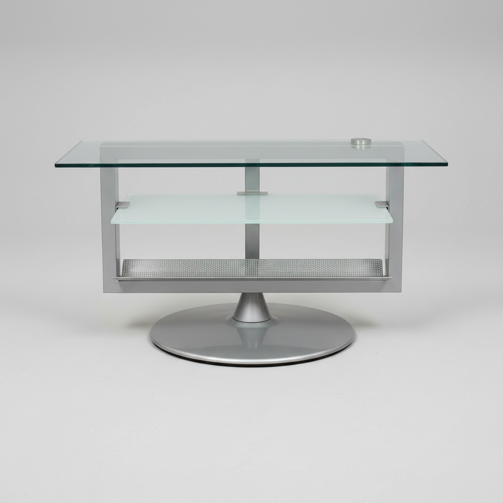 Almalfi Swivel Glass & Steel Media Center  39.5ʺW × 22ʺD × 24ʺH