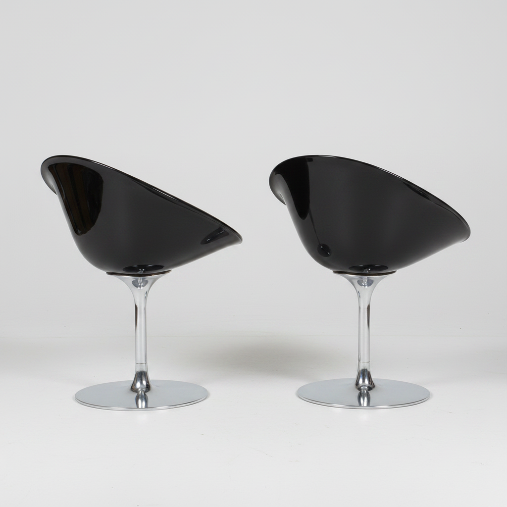 Black EroS Swivel Chair by Philippe Starck for Kartell