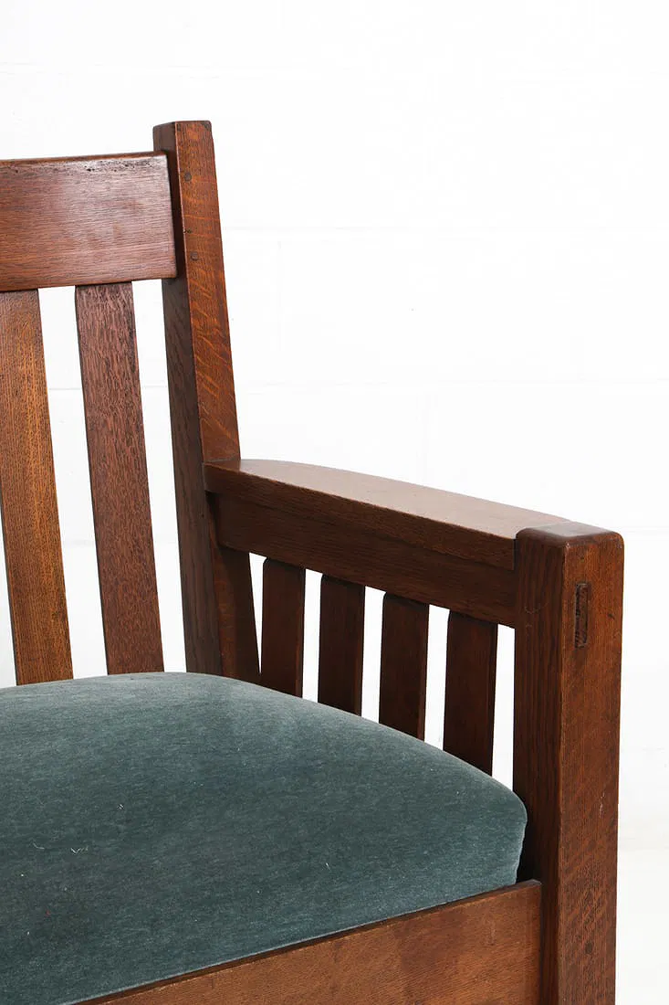Antique Oak & Mohair Bench by Harden Furniture