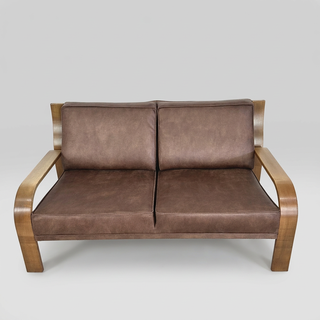 1970s Walter Knoll Vegan Leather & Bentwood Sofa