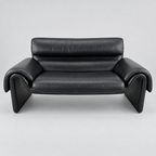 De Sede DS-2011 Black Leather Two-Seater Sofa