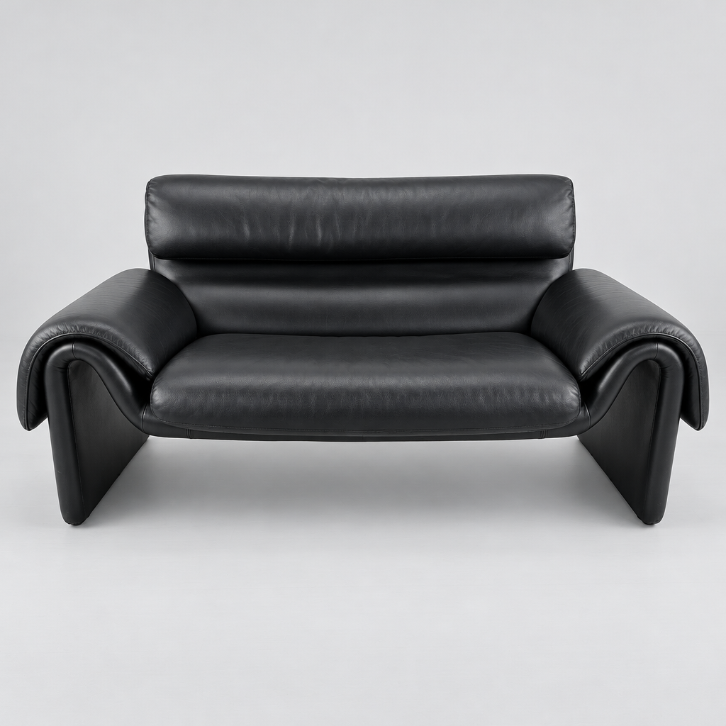 De Sede DS-2011 Black Leather Two-Seater Sofa