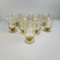8 Vintage Morgantown Amber Crinkle Stem Glasses