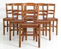 Six (6) Jean Gaestas Vintage French Rush Dining Chairs