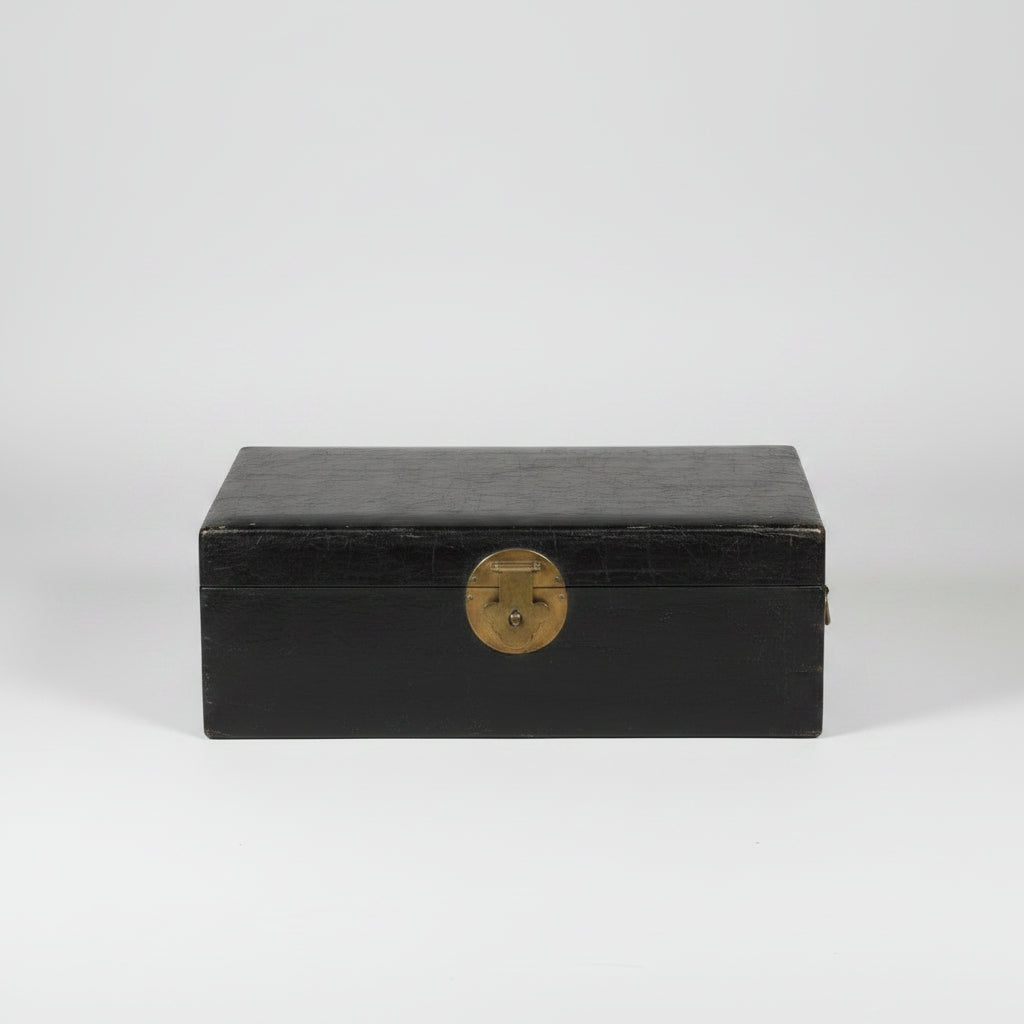Vintage Asian Lacquered Pig Skin Trunk